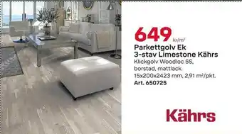 Parkettgolv ek 3-stav limestone kährs