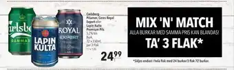 Carlsberg pilsener, ceres royal export eller lapin kulta premium pils