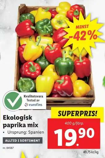 Lidl Ekologisk paprika mix ekol papr erbjuda