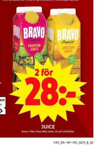 ICA Maxi Bravo juice erbjuda