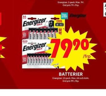 ICA Maxi Energizer batterier erbjuda