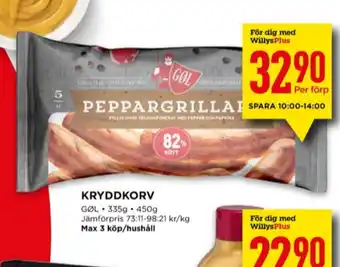 Willys Gøl kryddkorv erbjuda