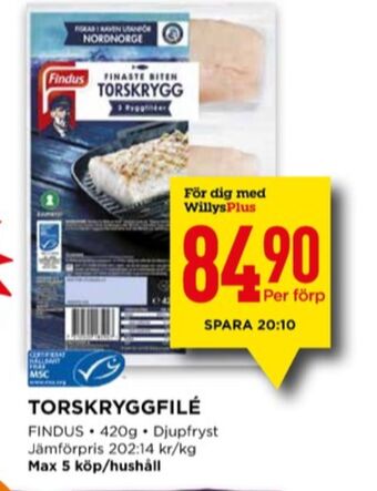 Willys Findus torskfilé erbjuda