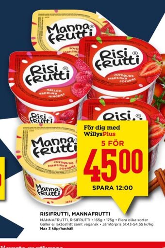 Willys Mannafrutti mellanmål erbjuda