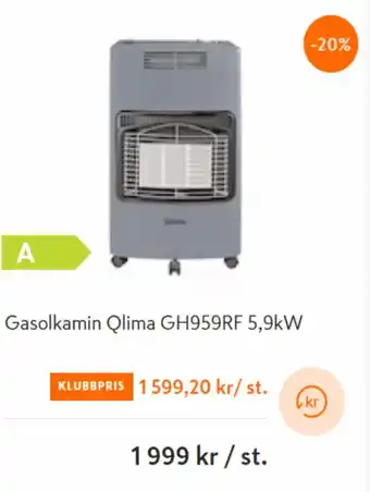 K-rauta Gasolkamin Qlima GH959RF 5.9kW erbjuda