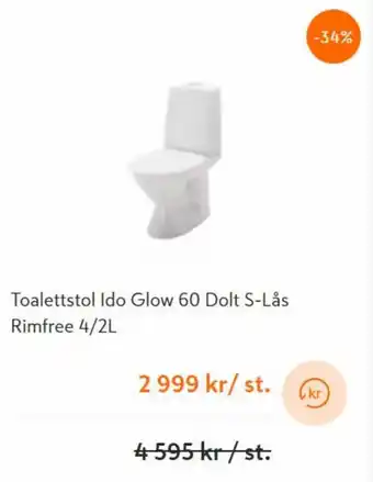 K-rauta Toalettstol Ido Glow 60 Dolt S-Lås Rimfree 4/2L erbjuda