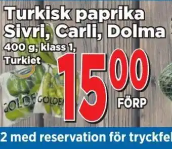 Götgatsbacken Turkisk Paprika Sivri, Carli, Dolma erbjuda