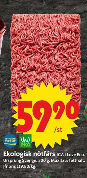 ICA Supermarket Ekologisk Nötfärs erbjuda