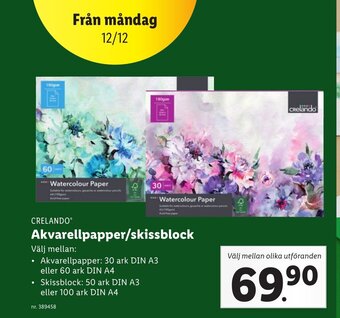 Lidl Crelando Akvarellpapper/ skissblock erbjuda