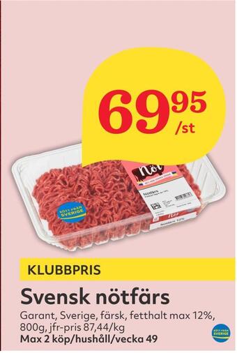 Hemköp Svensk nötfärs erbjuda