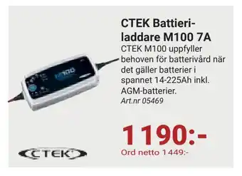 Erlandsons Brygga Ctek battieri laddare m100 7a erbjuda