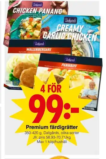 Matöppet Premium färdigrätter erbjuda