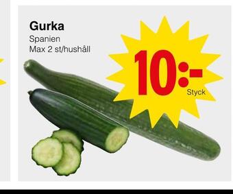Matöppet Gurka erbjuda