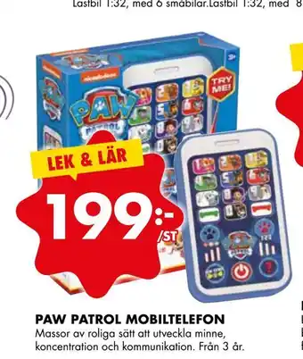 ÖoB Paw patrol mobiltelefon erbjuda