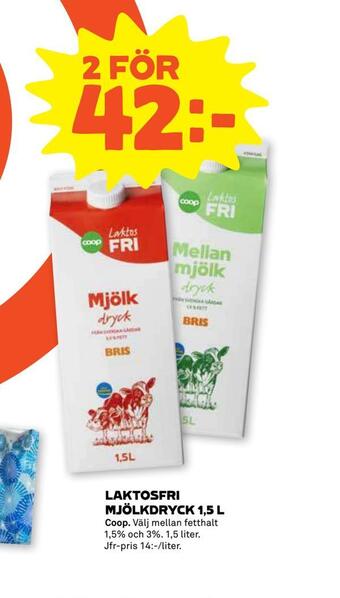 Stora Coop Laktosfri mjölkdryck 1,5 l erbjuda