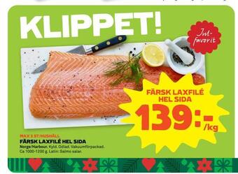 Stora Coop Färsk laxfilé hel sida erbjuda