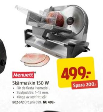 Menuett skärmaskin