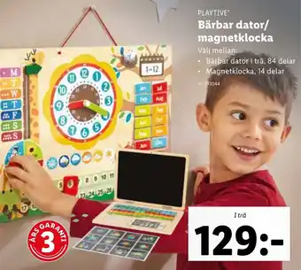 Lidl Playtive Bärbar dator/ magnetklocka erbjuda