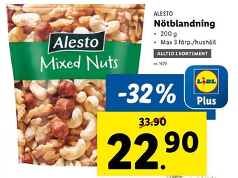 Lidl Alesto Nötblandning erbjuda