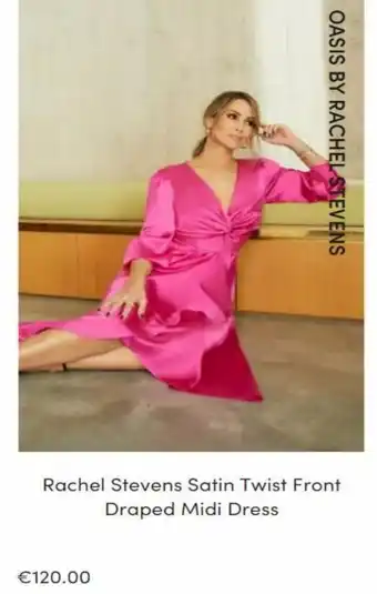 Rachel Stevens Satin Twist Front Draped Midi Dress