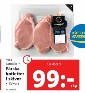 Färska kotletter i skivor