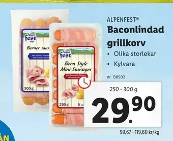 Lidl Baconlindad grillkorv erbjuda