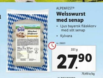 Lidl Weisswurst med senap erbjuda