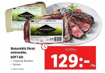 Naturkött färsk entrecôte, biff i bit