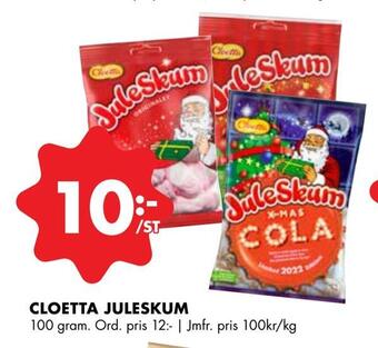 ÖoB Cloetta juleskum erbjuda