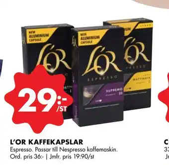 ÖoB L'or kaffekapslar erbjuda