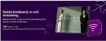 Telia Samla Bredband, Tv Och Streaming erbjuda