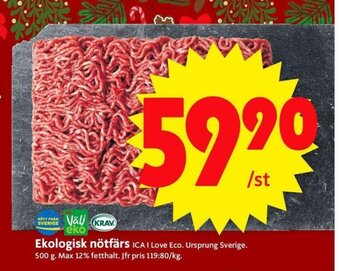 ICA Supermarket Ekologisk Nötfärs erbjuda