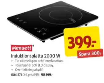 Jula Menuett kokplatta erbjuda