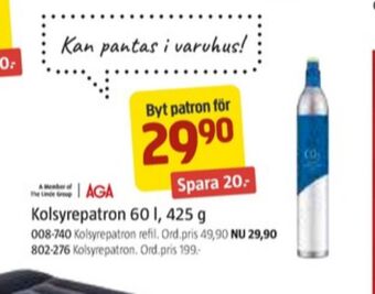 Jula Aga kolsyrepatron erbjuda