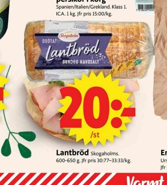 ICA Supermarket Lantbröd m havsalt Matbröd erbjuda