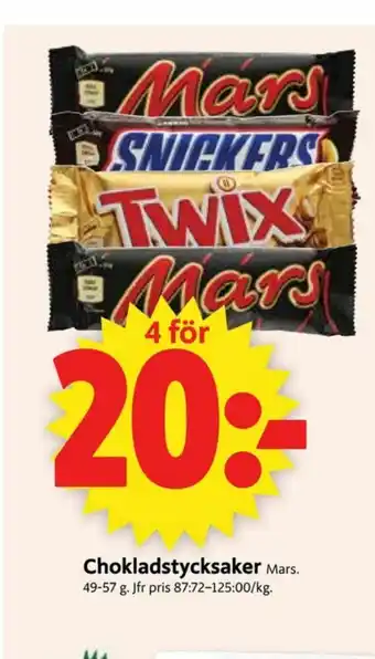 ICA Supermarket Twix Chokladbar erbjuda