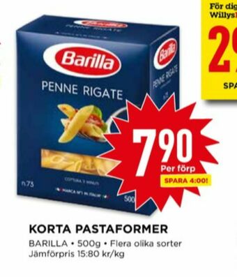 Willys Barilla Pasta sorterad erbjuda