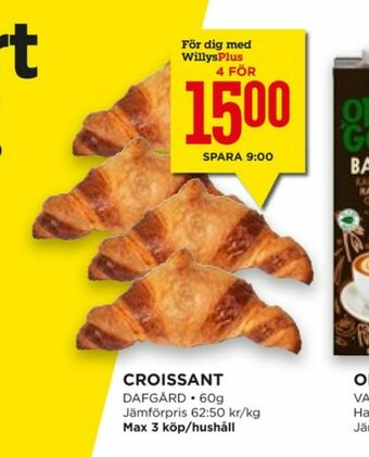 Willys Dafgårds Butiksbakat kaffebröd erbjuda