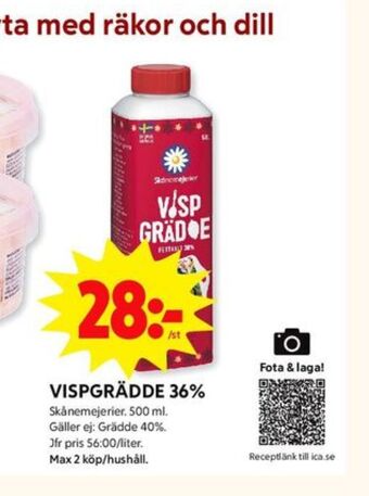 ICA Kvantum Skånemejerier vispgrädde erbjuda