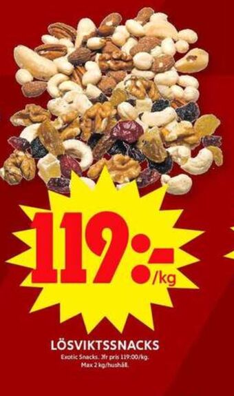 ICA Maxi Exotic snacks naturgodis erbjuda