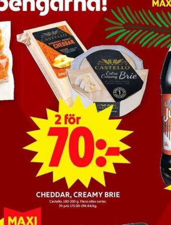 ICA Maxi Castello cheddar erbjuda
