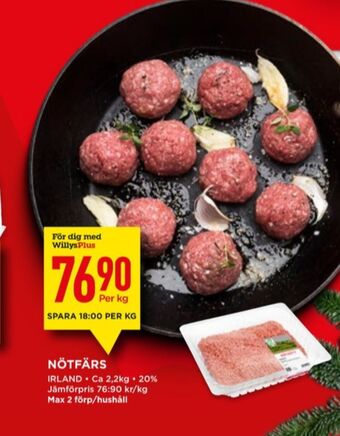 Willys Garant nötfärs erbjuda