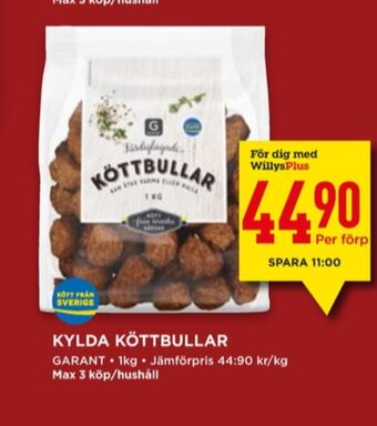 Willys Garant köttbullar erbjuda
