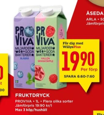 Willys Proviva fruktdryck erbjuda
