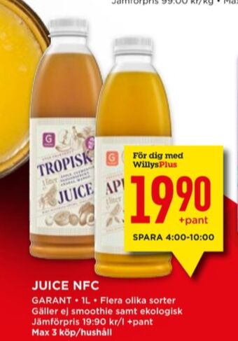 Willys Garant juice erbjuda