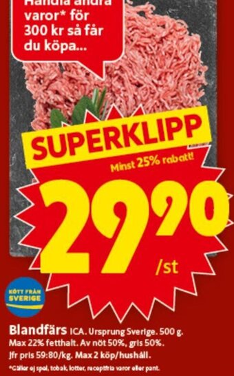 ICA Supermarket Blandfärs erbjuda
