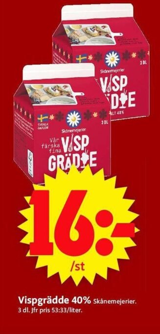 ICA Supermarket Vispgrädde 40% erbjuda