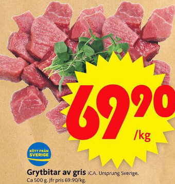 ICA Supermarket Grytbitar av Gris erbjuda
