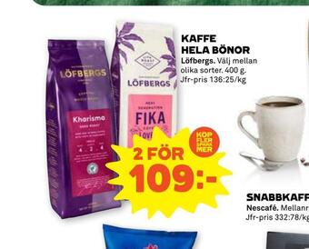 Stora Coop Kaffe hela bönor erbjuda