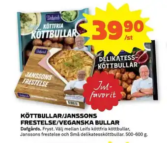 Köttbullar/janssons frestelse/veganska bullar